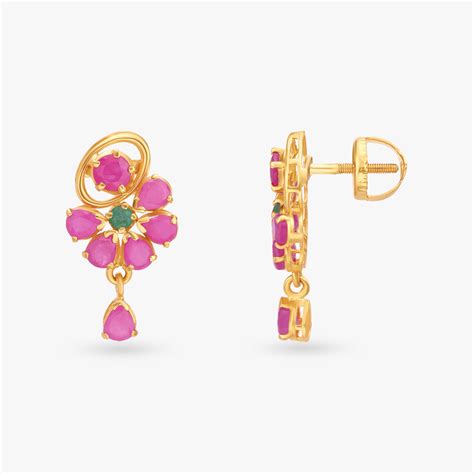 Floral Fantasies Gold Drop Earrings