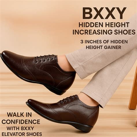 Men's 3 Inch Height Increasing Formal Lace-up Brogue Oxford Shoes ...