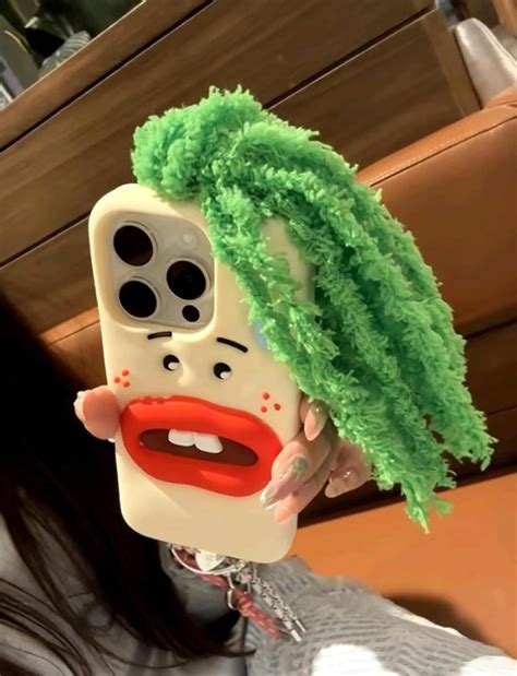 Funny Phone Case for iPhone 14 Pro Max, Cute 3D Sweating Emoticon Green ...