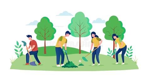 Community Planting Trees Cartoon 的图像结果