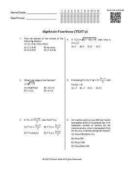 Image result for Functions Algebra Test