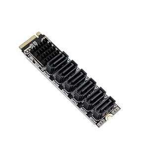 ETZIN M.2 to 6 Ports SATA Adapter SATA to NVME Adapter M.2 Key M 6Gbps ...