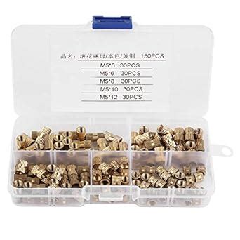 oenbopo M5 Brass Cylinder Knurled Nuts 150Pcs Threaded Insert Nuts ...