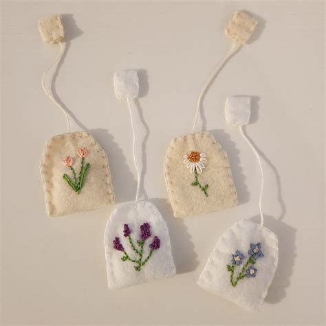 Felt Wildflower Tea Bags | Felt crafts, Felt embroidery, Felt crafts diy