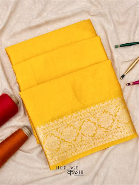 Yellow Warm Silk Plain Saree – Heritage Kashi