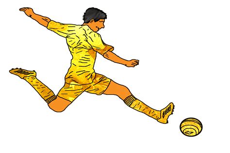 icon golden color of soccer player running and kicking a ball 21629629 PNG