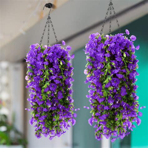 Amazon.com: Hotop 2 Set Artificial Hanging Flower Basket and 6 Pcs ...