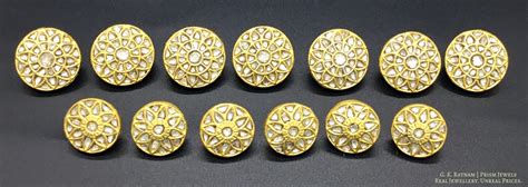23k Gold and Diamond Polki all-white Sherwani Buttons for Men – G. K ...