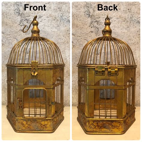 ヴィンテージ 金の鳥かご 6角形 ゴールド バードゲージ ガーデニング雑貨 アンティーク オブジェ【F-047-0040】 | Antique ...