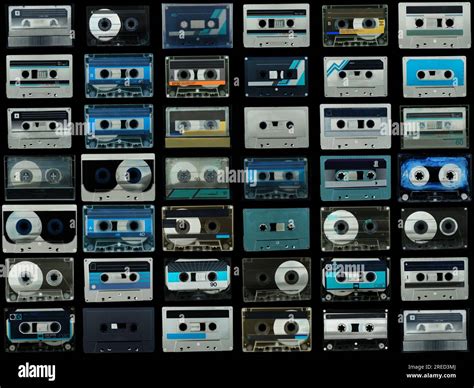 Collage of various vintage audio cassettes tapes Stock Photo - Alamy