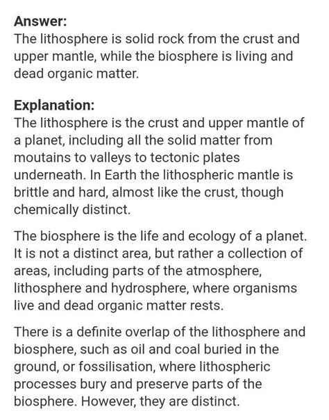 Difference between lithosphere and biosphere - Brainly.in