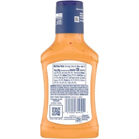 Kraft Thousand Island Dressing Bottle, 8 Fluid Ounce, 9 Per Case