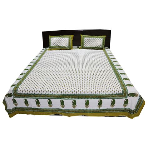 Buy Jaipuri Pure Cotton 3 Piece Double Bed Sheet Bed Spread Online at ...