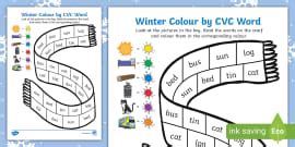 CVC Words Read, Write, and Color Activity (teacher made)