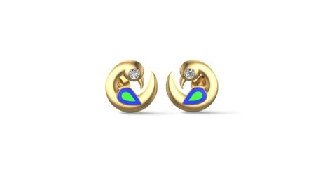 Buy Yellow Gold Peacock 18k Stud Earrings | Earrings Design | Dishis Jewels