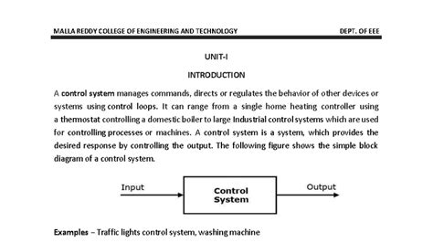 Control Systems Overview - LCS R19 Unit 1 Notes - Studocu