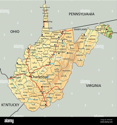 Physical Map Of West Virginia