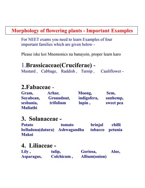 SOLUTION: Examples of morphology of flowering plants examples of morphology - Studypool