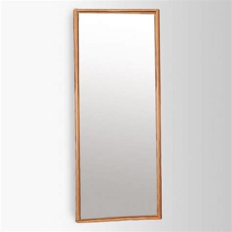 West Elm Floating Wood Floor Mirror in Mid-Century Acorn - AptDeco