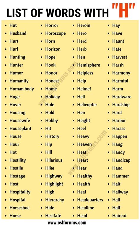 Words that start with h – Artofit