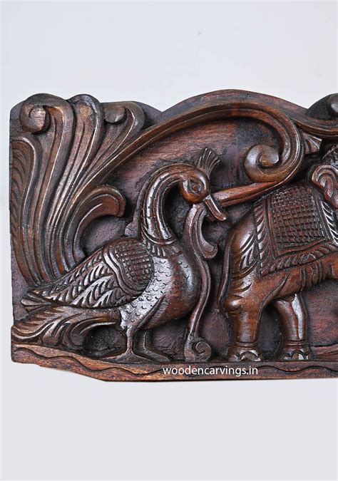 Wood Panel of Single Flower with Elephants & Hamsa Bird 36 ...