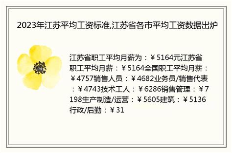 2023年江苏平均工资标准,江苏省各市平均工资数据出炉 - 本地通