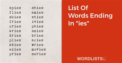 List Of Words Ending In "ies"