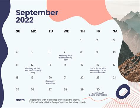 Cute September 2022 Calendar Template in PSD, Illustrator, Word ...