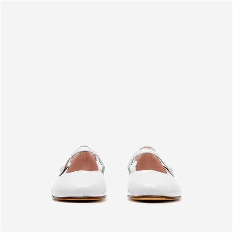 Leather Mary Jane Flats in Optic white - Children | Burberry® Official