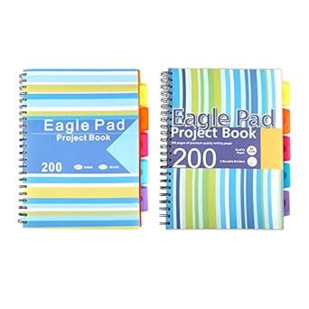 Eagle A4 Wirebound 5 Subject Notebook, Ruled,11.6 x 8.3 Inch, 200 ...