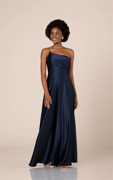 Sophisticated One-Shoulder Charmeuse Bridesmaid Dress with Full Skirt | Sorella Vita Bridesmaid ...