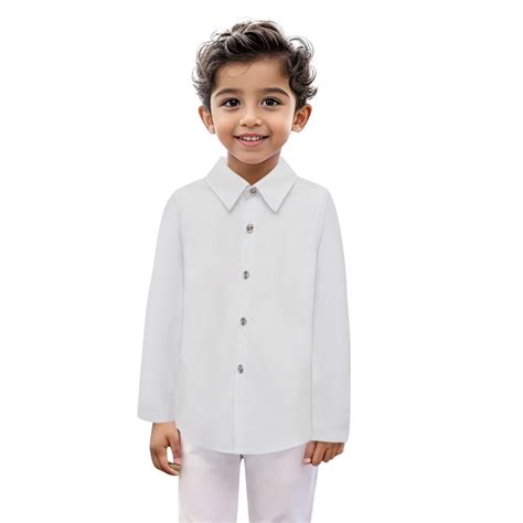 Little Boys Button Down Shirts Boys White Dress Shirt Button Up Shirt ...