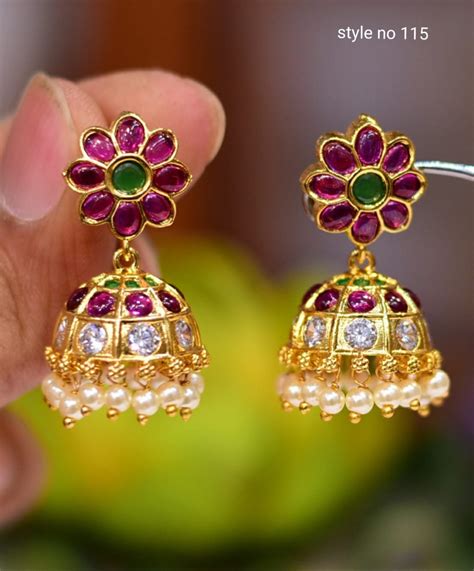 One Gram Gold Latest Earrings - Indian Jewelry Designs