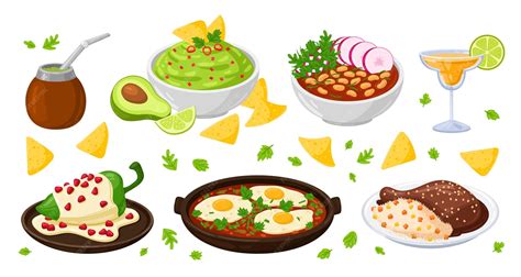Premium Vector | Set of national dishes of Mexico Collection Mexican meals
