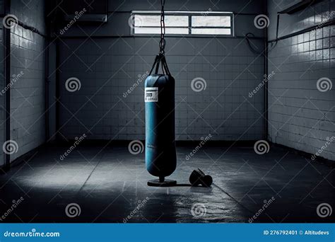 Punching Bag in an Empty Gym, with the Sounds of Shoes Squeaking on the ...
