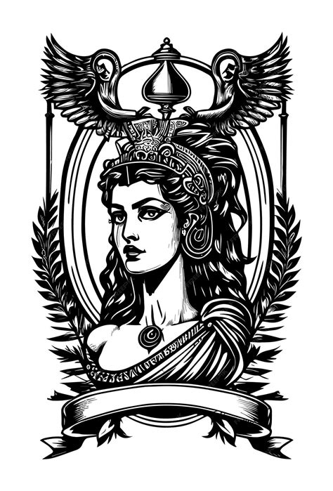 Premium Vector | Beautiful egyptian cleopatra symbol black and white hand drawn logo illustration