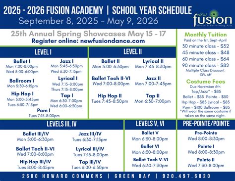 2025-2026 Schedule – New Fusion Dance & Performing Arts