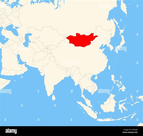 Locator map showing the location of the country Mongolia in Asia. The ...