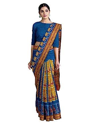 Buy Handloom Saga™ Pure Silk Sambalpuri / Pochampally Ikkat Saree In ...