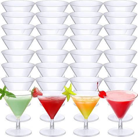 Amazon.com | 100 Pack Clear Plastic Martini Glasses 2oz Disposable ...