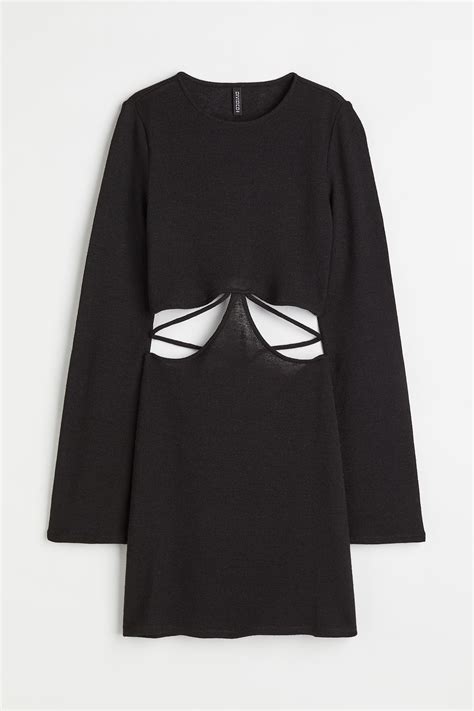 Fine-knit dress - Black - Ladies | H&M IN