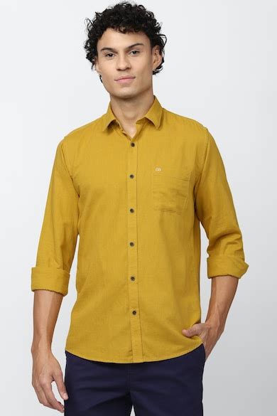 Buy Men Yellow Slim Fit Solid Full Sleeves Casual Shirt Online - 805360 ...