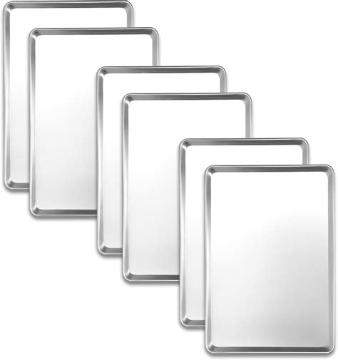 Amazon.com: FSUON 6 Pack Full Size Baking Sheet Pan, Aluminum ...