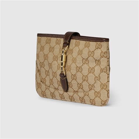 Gucci Jackie small pouch in sand and brown GG canvas | GUCCI® US