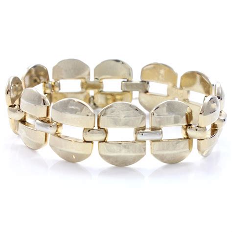 Chunky Vintage Monet Gold Tone Link Bracelet, 1950s Monet Articulated ...