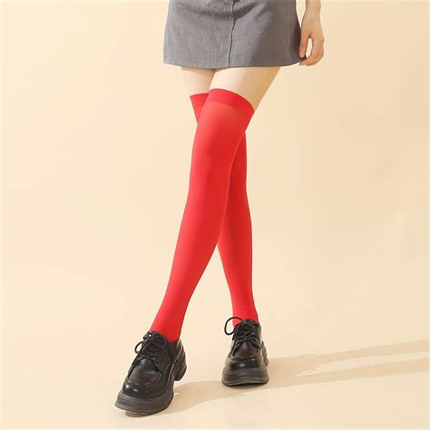 Solid Thigh High Socks Slim Over The Knee Stockings – CRAZE