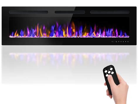 BETELNUT 60" Electric Fireplace Wall Mounted and Recessed with Remote ...