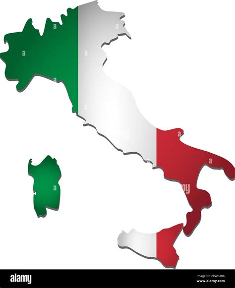 Vector illustration with Italy national flag with shape of Italy map ...
