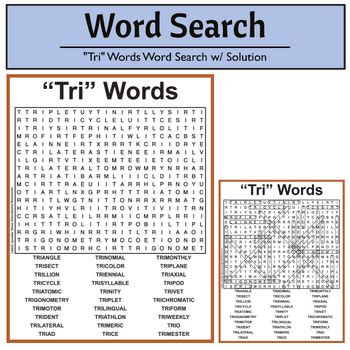"Tri" Words Word Search | ELA | Spelling | Vocabulary | TPT