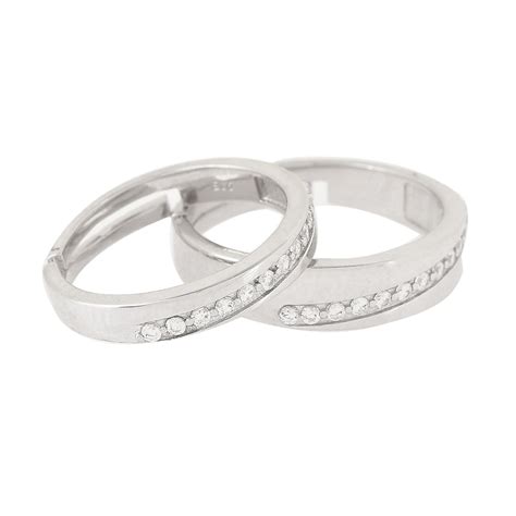 Sterling Silver CZ Couple Band Rings – VOYLLA